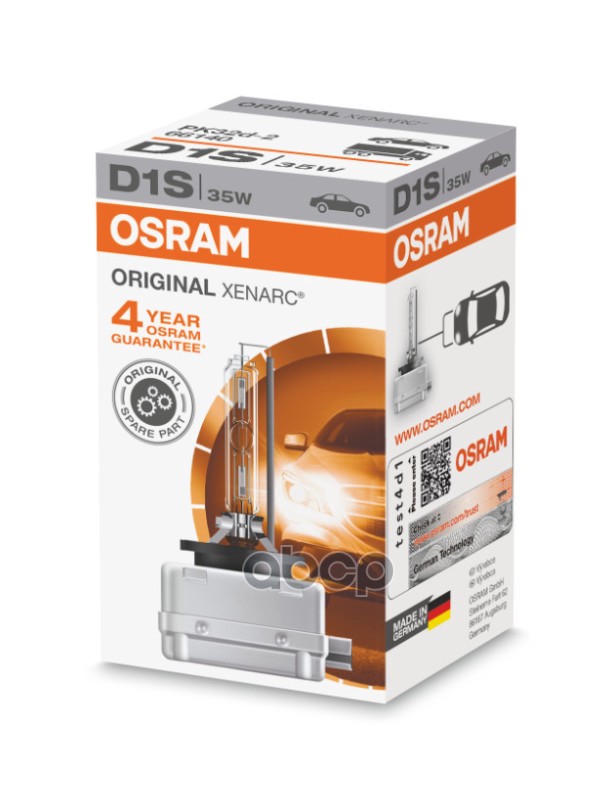 Лампа ксеноновая головного света D1S PK32d-2 4300K Original 85V 35W Картон 1шт Osram арт. 66140