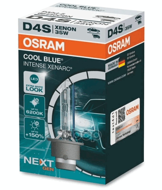 Лампа ксеноновая D4S 6200K OSRAM XENARC COOL BLUE INTENSE 1 шт. 66440CBN Osram арт. 66440CBN