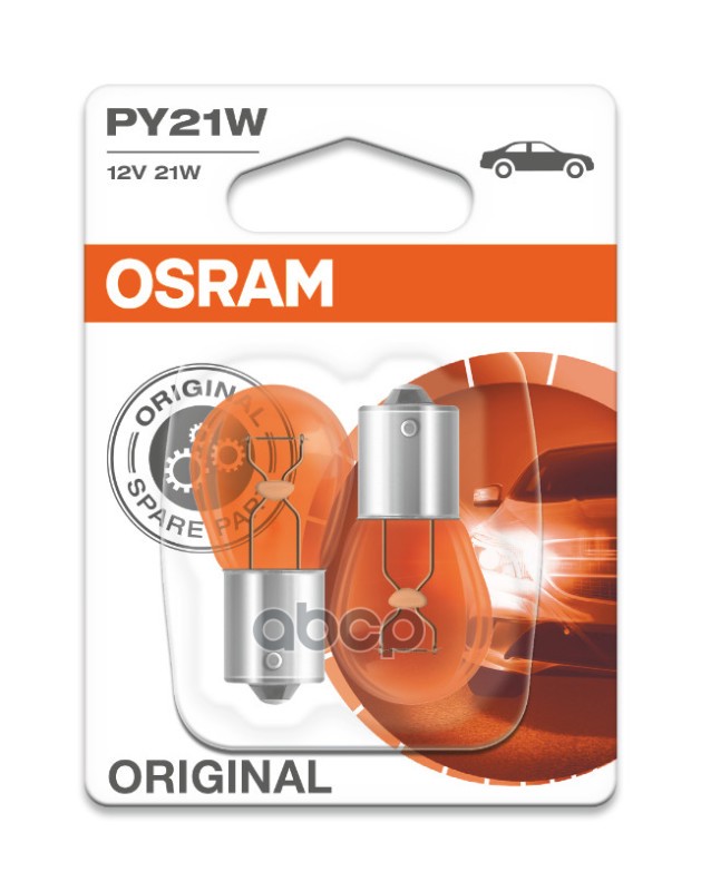 Лампа 12V PY21W 21W BAU15s OSRAM ORIGINAL LINE 2 шт. блистер 7507-02B Osram арт. 7507-02B