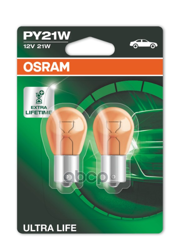 Лампа 12V Py21w 21W Bau15s Osram Ultra Life 2 Шт. Блистер 7507Ult-02B Osram арт. 7507ULT-02B
