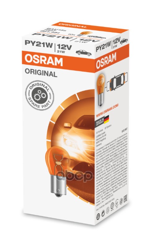 Лампа PY21W BAU15s Original 12V 7507 4050300891477 Osram арт. 7507