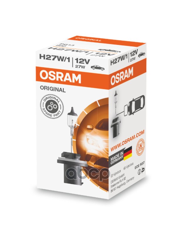 Лампа галогеновая головного света H27W/1 PG13 Original 12V 27W картон 1шт Osram арт. 880