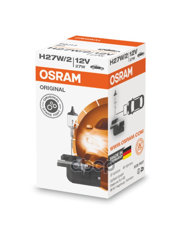 Лампа галогеновая головного света H27W/2 12V 27W PGJ13 3200K Original 1шт Osram арт. 881