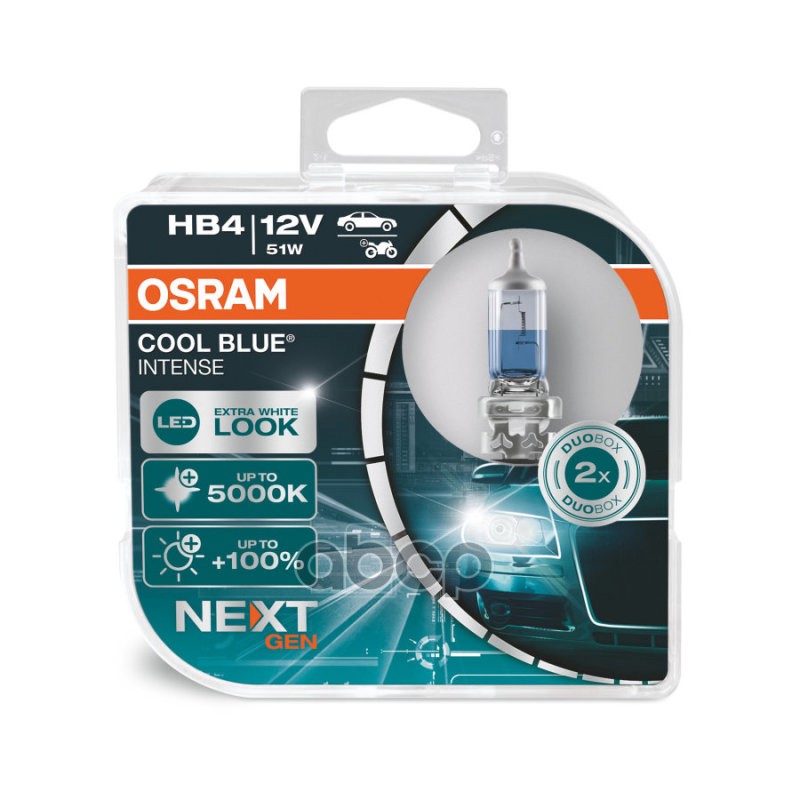 Лампа 12V HB4 51W P22d 5000K OSRAM COOL BLUE INTENSE 2 шт. DUOBOX 9006CBN-HCB Osram арт. 9006CBN-HCB