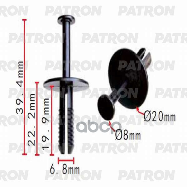Клипса Пластмассовая Chevrolet,Daewoo,Gm,Opel Применяемость Бампер, Уплотнитель PATRON арт. P370195