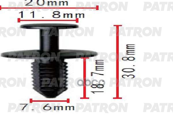 Клипса Пластмассовая Mercedes Применяемость: Кузов - Пороги, Решетки, Подкрылки, Бампер PATRON арт. P37-1468