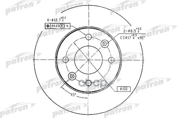 Тормозной диск PBD1016 (DF1016) PATRON арт. PBD1016