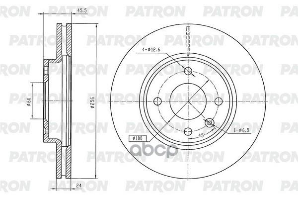 Диск Тормозной Передн. Chevrolet: Aveo 1.2/1.3D/1.4/1.6 11->, Cobalt 1.5 14-> PATRON арт. PBD1433