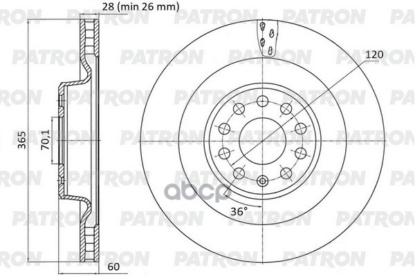 Диск Тормозной Зад. Tesla Model X (5Yjx) 15- PATRON арт. PBD1475