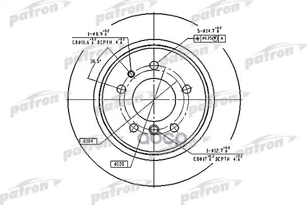 Тормозной диск PBD2557 (DF2557) PATRON арт. PBD2557