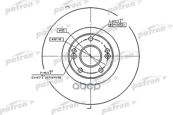 Диск Тормозной Передн Renault: Laguna Ii 01-, Laguna Ii Grandtour 01- PATRON арт. PBD4179