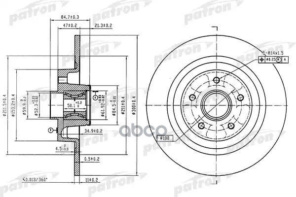 Диск Тормозной Задн C Подшипником И Магнитным Кольцом Сенсора Abs (1 Шт.) Renault: Espace Iv 02-06, Vel Satis 02-06 PATRON ар...