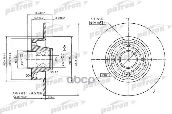 Диск тормозной задн c подшипником и кольцом ABS (1 шт) RENAULT: MeganeModusClio all 02 PBD7015 PATRON арт. PBD7015