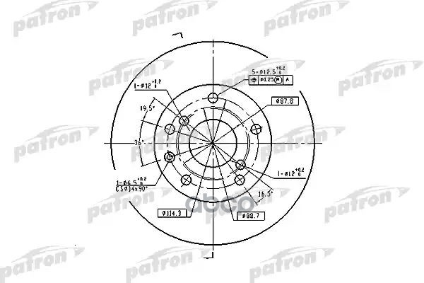 Диск Тормозной Передн Daewoo: Leganza 97- [5 Болтов, 15' Колеса] PATRON арт. PBD7092