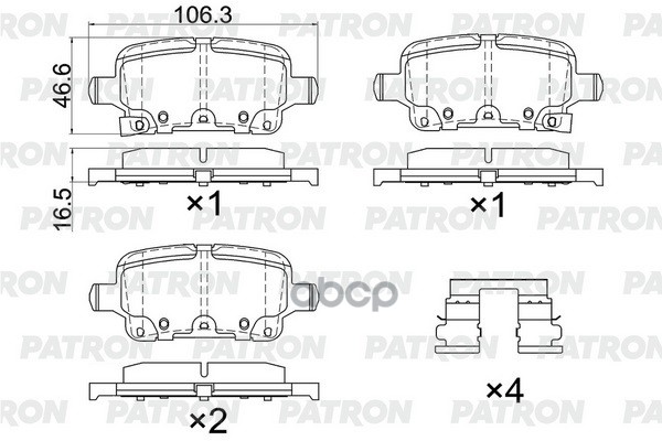 Колодки тормозные дисковые зад. CHEVROLET Bolt / Cruze / Malibu / Volt 16- PBP290 PATRON арт. PBP290