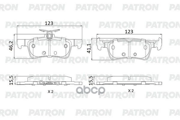 Колодки Тормозные Дисковые Зад Ford Fiesta / Peugeot 308 13- (Мех.ручн.) PATRON арт. PBP302