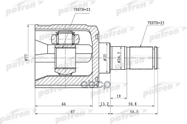 Шрус Внутренний 22X35x25 Hyundai Getz 02-11, Accent/Verna 99- PATRON арт. PCV1010