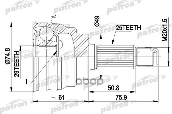 Шрус Наружн К-Кт [A:25, B:29, D:49, Abs:] Suzuki: Baleno 1.9Td 98-02, Liana 1.3-1.6 01-  With Abs PATRON арт. PCV1039