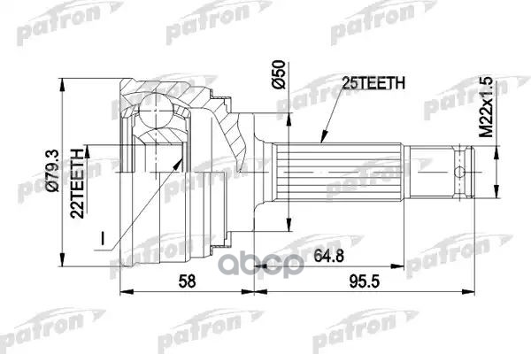 Шрус Наружн К-Кт 25X50x22 Mitsubishi: Colt 78-05/92, Galant 1.6 06/84-12/87, Lancer 78-05/92, Hyundai: Lantra 1.5Ie Ркпп 10/9...