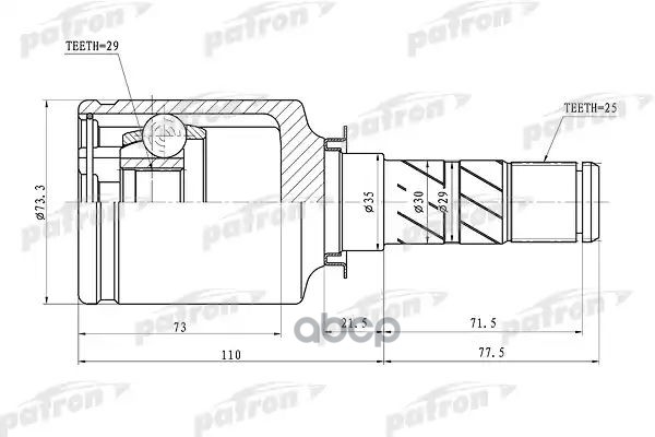 Шрус Внутренний 25X35x29 Subaru Impreza G12 07- PATRON арт. PCV1068