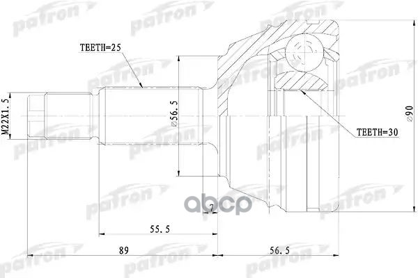 Шрус Наружный 25X56.5x30 Ford: Escort Classic 1.8Td 10/98-07/00, Ркпп PATRON арт. PCV1074