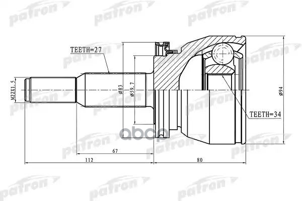 Шрус Наружный 27X59.7x34 Ford: Explorer 95-01 PATRON арт. PCV1078