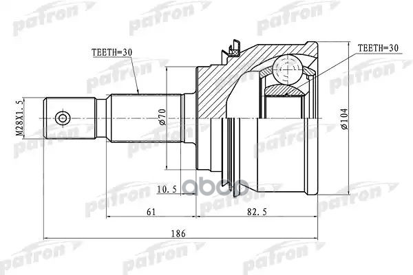 Шрус Наружный 30X70x30 Toyota Land Cruiser Prado 120 02-09 PATRON арт. PCV1079