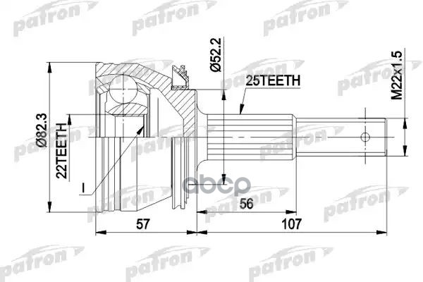 Шрус Наружн К-Кт 25X52.2x22 Nissan: Sunny 1.3-1.7 9.86-12.90 PATRON арт. PCV1087