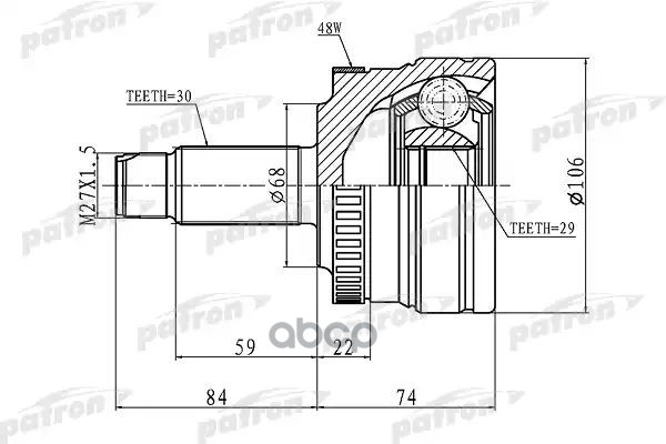 Шрус Наружный С Кольцом Abs Задний 30X68x29 Abs:48t Land Rover Range Rover Iii 02-12 PATRON арт. PCV1100