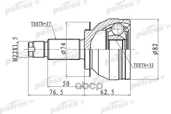ШРУС наружный 27x52x32 SUBARU LEGACY B13 03-09  PCV1106 PATRON арт. PCV1106