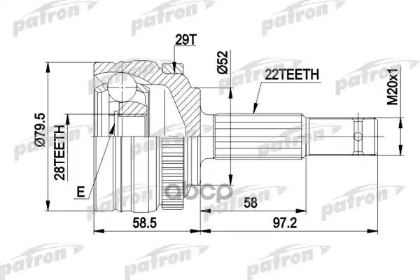 Шрус Наружн К-Кт 22X52x28 Abs:29t Opel: Corsa B 1.2/1.4/1.7D 93-00 PATRON арт. PCV1116