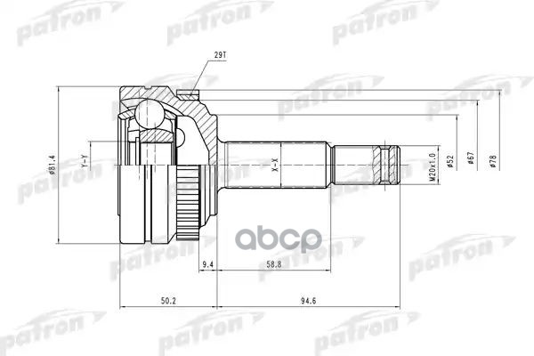 Шрус Наружн К-Кт 22X52x22 Abs:29t Opel: Astra F 94-98 PATRON арт. PCV1118