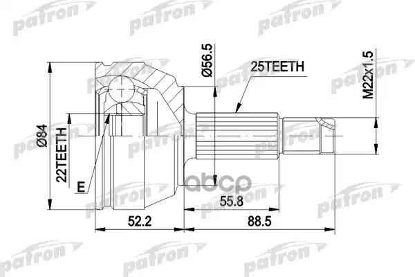 Шрус Наружн К-Кт 25X55.5x22 Ford: Escort С Abs 9.90- PATRON арт. PCV1125
