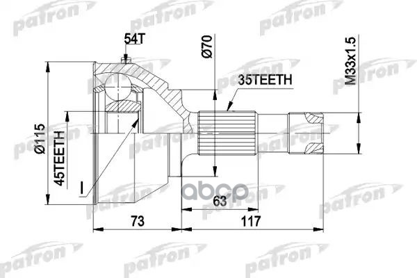Шрус 35X70x45 Abs:54t [Ch. 5235558-]Fiat: Ducato 18Q С Abs 1.94-, Citroen: Jumper 18Q 94-, Peugeot: Boxer 18Q C Abs 94- PATRO...