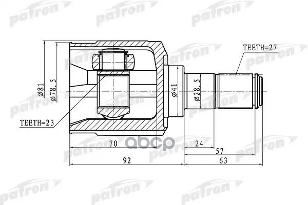 Шрус Внутренний Левый 27X41x23 Hyundai Tucson 04-10 PATRON арт. PCV1162