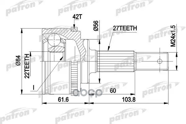 Шрус Наружн К-Кт 27X56x22 Abs:42t Nissan: Primera С Abs 1.6-2.0 10.90- PATRON арт. PCV1165