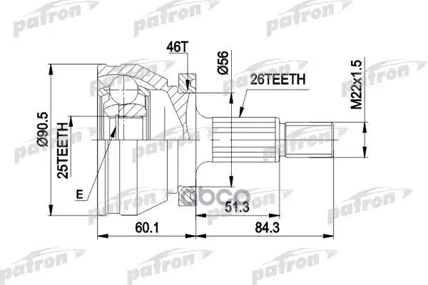 Шрус Наружн К-Кт Saab: 9000 89-98, 9000 Хечбэк 89-98 PATRON арт. PCV1167