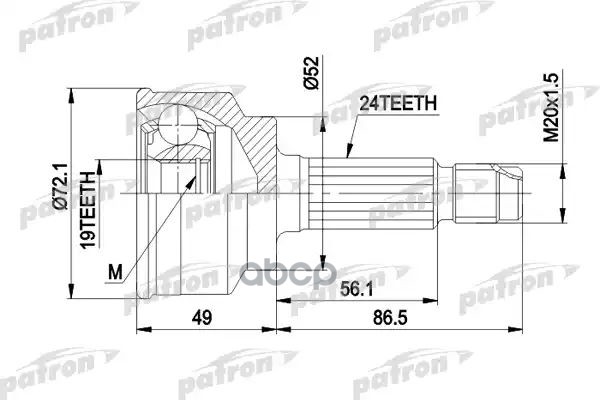 Шрус Наружн К-Кт 24X52x19 Kia: Pride 90-, Mazda: 121 Ii 90-96 PATRON арт. PCV1171