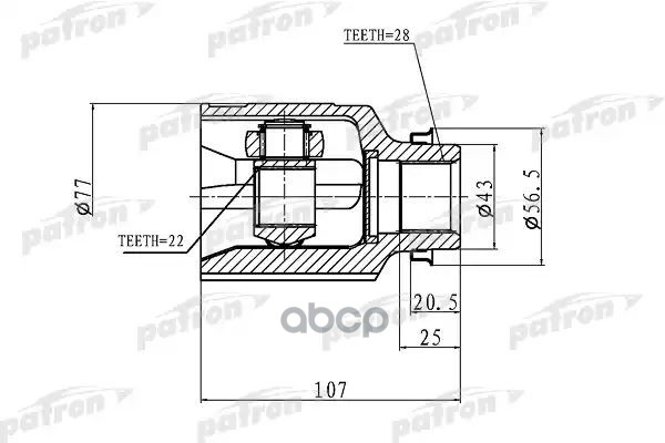 ШРУС внутренний правый 22x43x28 KIA SHUMA,IISEPHI PCV1172 PATRON арт. PCV1172
