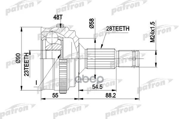 Шрус Наружн К-Кт Citroen: Xm 89 - 94, Xm 94 - 00, Xm Break 89 - 94, Xm Break 94 - 00, Peugeot: 605 89 - 99 PATRON арт. PCV1179