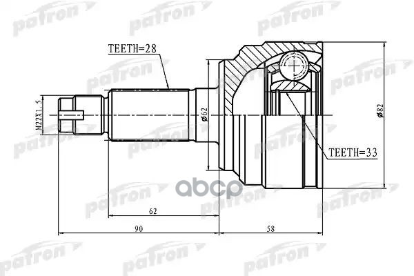Шрус Наружный 28X62x33 Mazda 6 Wagon Gh 07- PATRON арт. PCV1185
