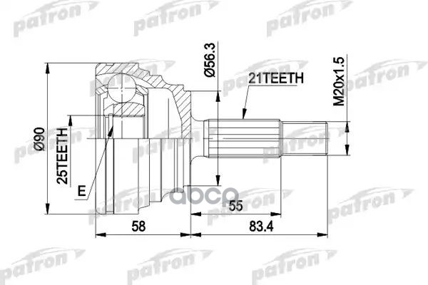 Шрус Наружн К-Кт 21X56.2x25 Renault: 19 I 89-92, 19 I Cabriolet 91-92, 19 I Chamade 89-92, 19 Ii 92-95, 19 Ii Cabriolet 92-96...