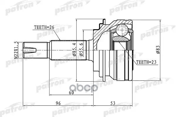 Шрус Наружный 26X55x23 Toyota Yaris Ksp90/Nlp90/Nsp90/Scp90/Ncp90/Zsp90 05- PATRON арт. PCV1219