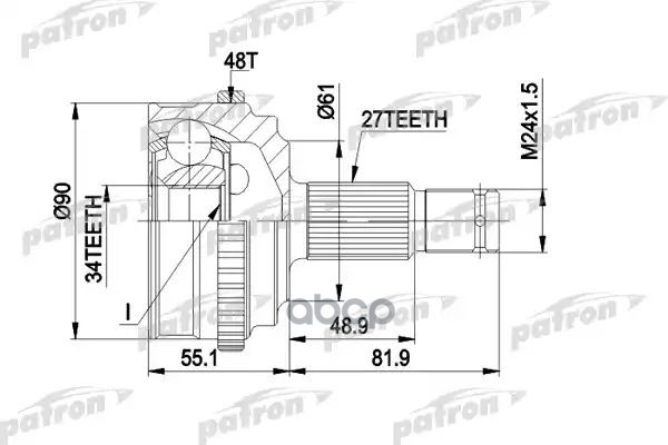 Шрус Наружн К-Кт 27X61x34 Abs:48t Citroen: Evasion 94-02, Jumpy 94 -, Jumpy Фургон 94-, Fiat: Scudo 96 -, Ulysse 94-02, Lanci...