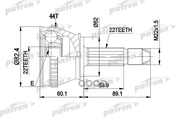 Шрус Наружн К-Кт 22X52x22 Abs:44t Fiat: Palio 1.2/1.4/1.5/1.6 16V/1.7Td 96-01, С Abs 44 PATRON арт. PCV1232