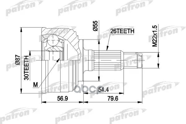Шрус Наружн К-Кт 26X55x30 D89.5 Honda: Civic Iv 91-95, Civic Iv Hatchback 91-95, Civic Iv Купе 94-96 PATRON арт. PCV1255