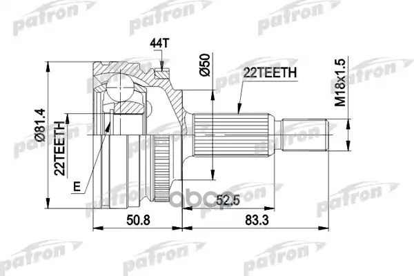 Шрус Наружн К-Кт 22X50x22 Abs:44t Volvo: 440/460 88- PATRON арт. PCV1272
