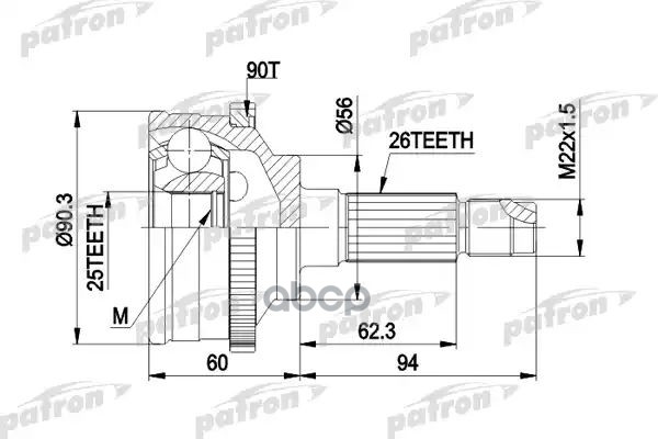 Шрус Наружн К-Кт 26X56x25 Abs:90t Mazda: 626 Iii 87 - 92, 626 Iii Hatchback 87 - 92, 626 Iii Station Wagon 87 - 97, 626 Iii К...