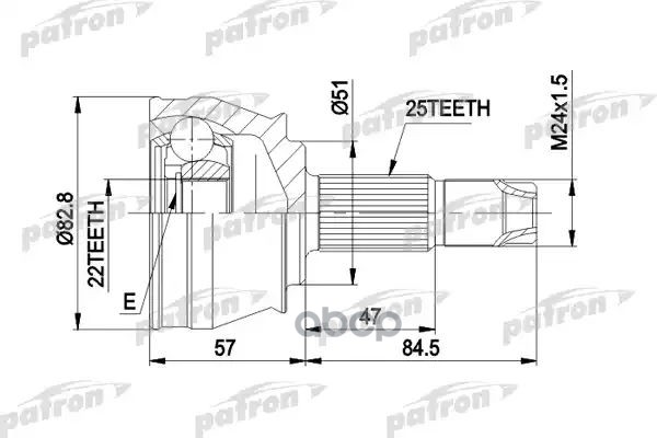 Шрус Наружн К-Кт 25X51x22 Fiat: Marea 99-, Multipla 99-, Lancia: Lybra 99-, Lybra Sw 99- PATRON арт. PCV1306