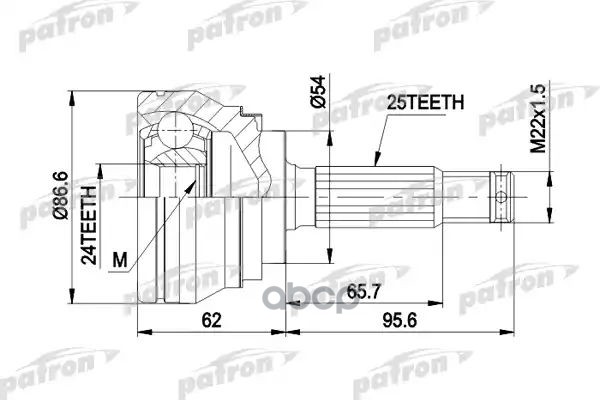 Шрус Наружн К-Кт 25X54x24 Mitsubishi: Galant 2.0 92-96 PATRON арт. PCV1332